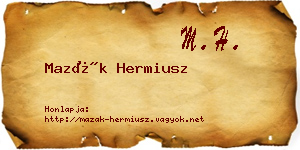Mazák Hermiusz névjegykártya